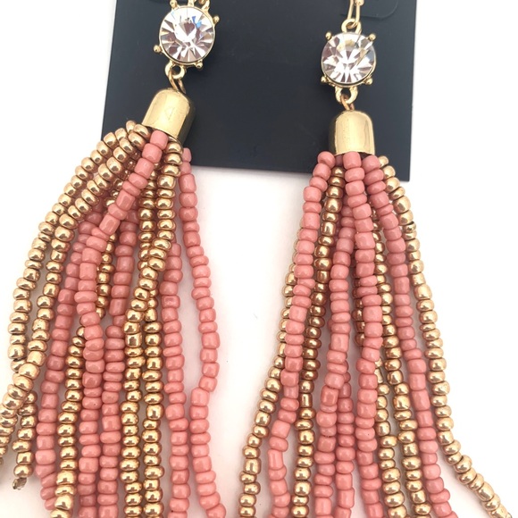 4/$25 Gold & Pink Beaded Dangle Earrings NEW - Picture 2 of 2
